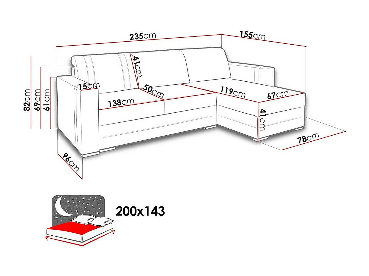 Canapé d'angle Edinburg 101, Marron, Disponible, 235x155x82cm