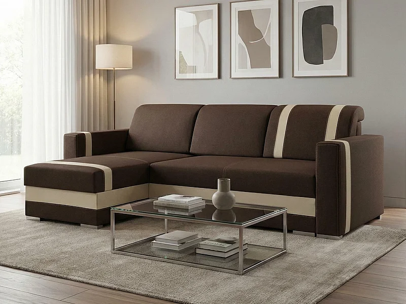 Canapé d'angle Edinburg 101, Marron, Disponible, 235x155x82cm