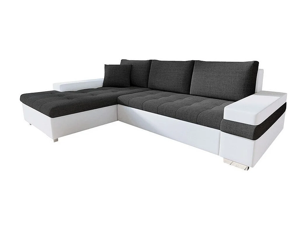 Canapé d'angle Comfivo 121, Gris, Fonction de couchage, Boîte de literie, 274x182x83cm