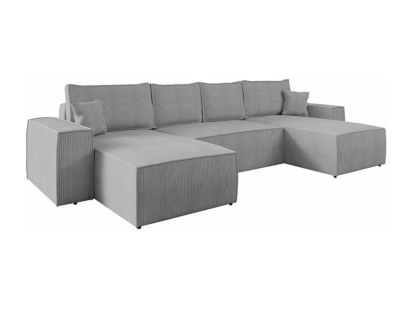 Canapé d'angle Clovis 109, Gris, Fonction de couchage, Boîte de literie, 370x174x94cm