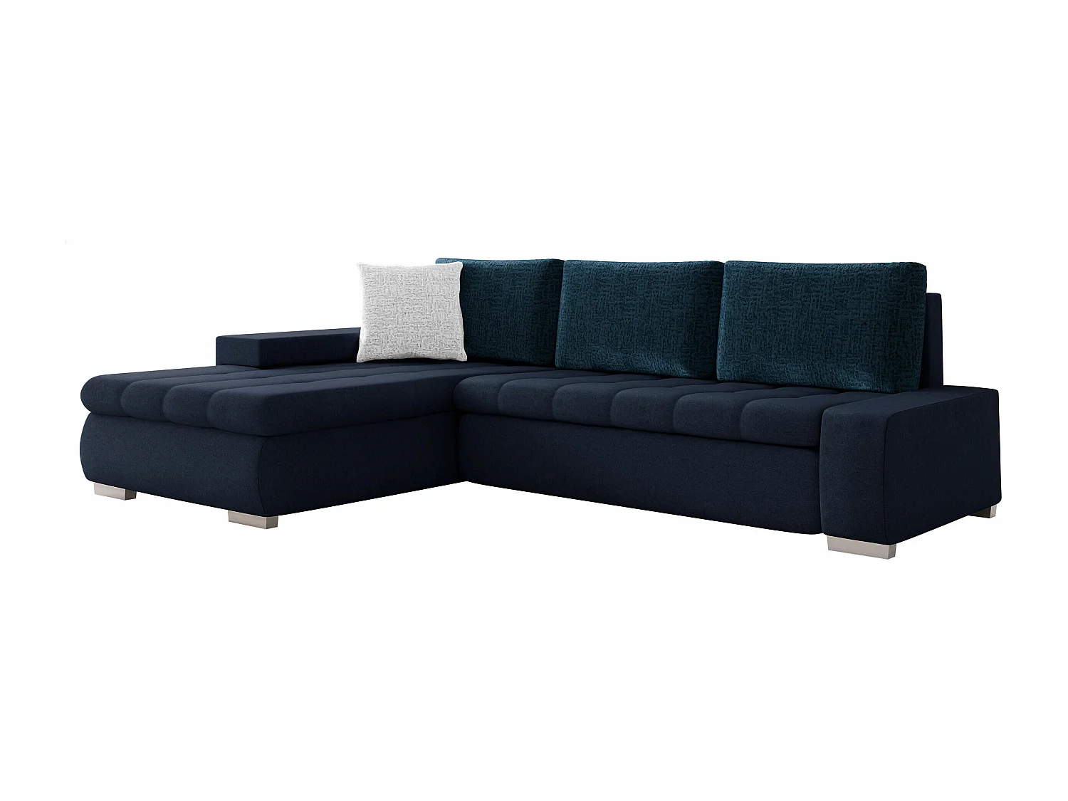 Sofá rinconero Comfivo 171, Azul, Función de descanso, Almacenaje, 265x185x85cm