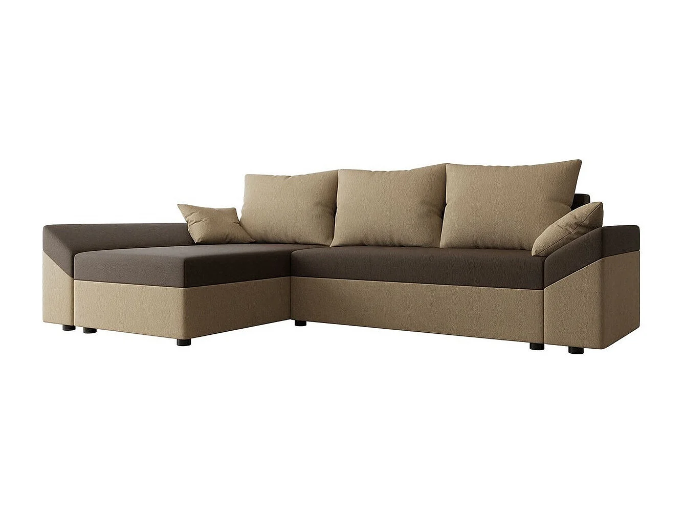 Sofá rinconero Memphis 104, De color marrón claro, Función de descanso, Almacenaje, 240cm