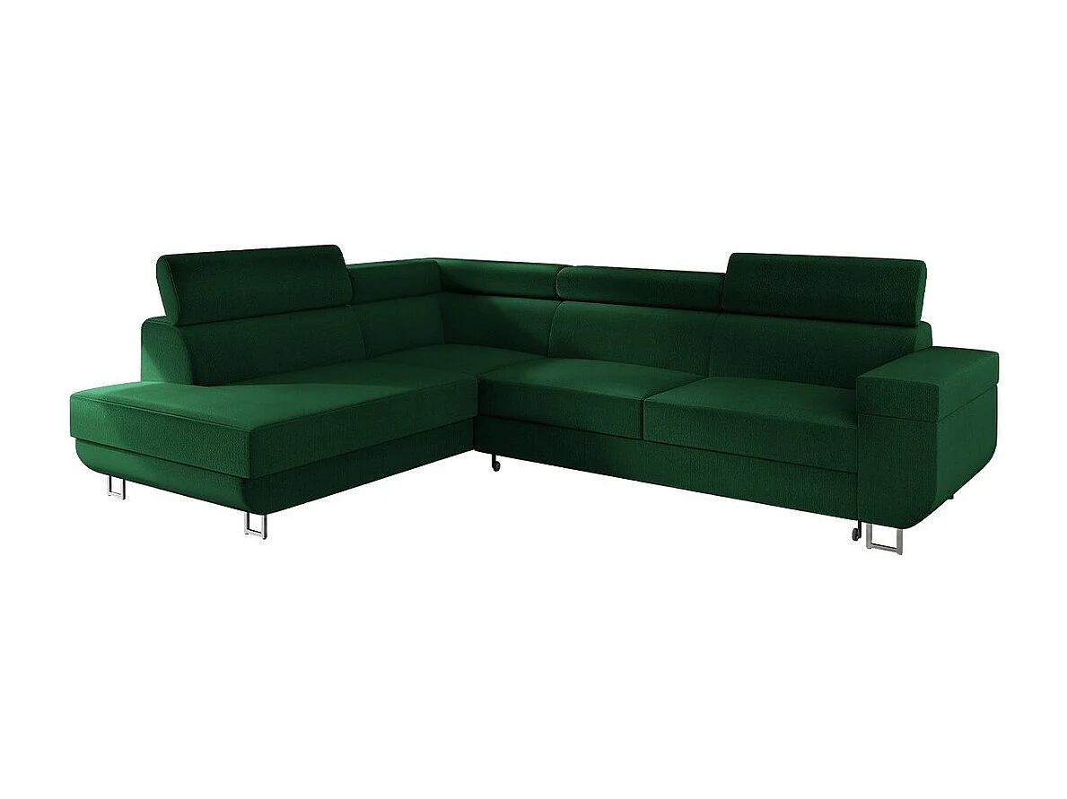 Canapé d'angle Comfivo 306, Vert, Fonction de couchage, Boîte de literie, 253x188x71cm
