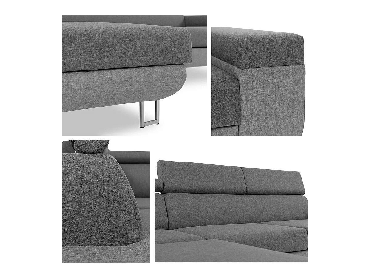 Ecksofa mit Schlaffunktion und Bettkasten - 253x188x71-86 cm - Manila 35 - Seite: Links - Fonti