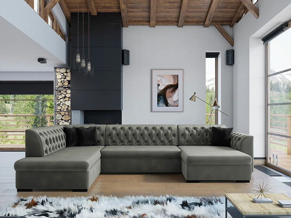 Divano angolare Comfivo 269, Grigio, Con, 345x205x82cm