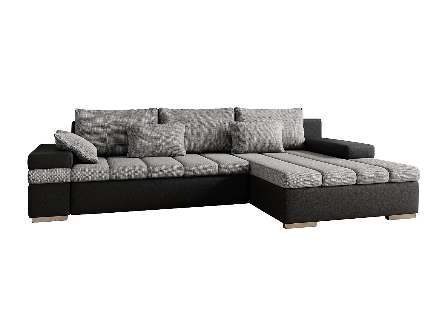 Canapé d'angle Comfivo 113, Gris, Disponible, 310x175x83cm