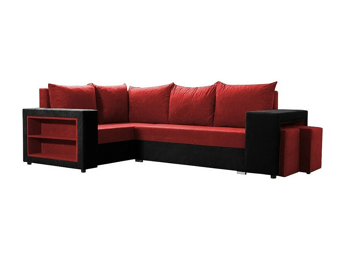 Sofá rinconero Muncie 103, Rojo, Función de descanso, Almacenaje, 250x162x85cm