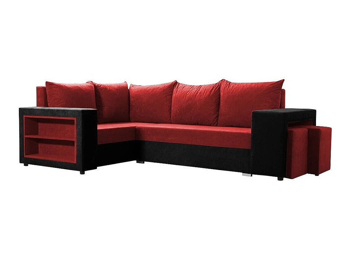 Canapé d'angle convertible 3 places en tissu rouge MUNCIE
