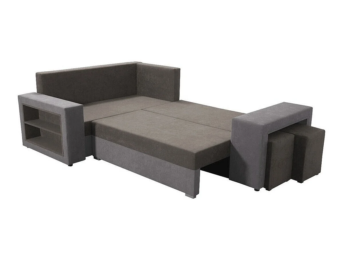 Canapé d'angle convertible 3 places en tissu rouge MUNCIE