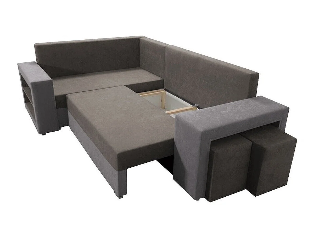 Canapé d'angle convertible 3 places en tissu rouge MUNCIE