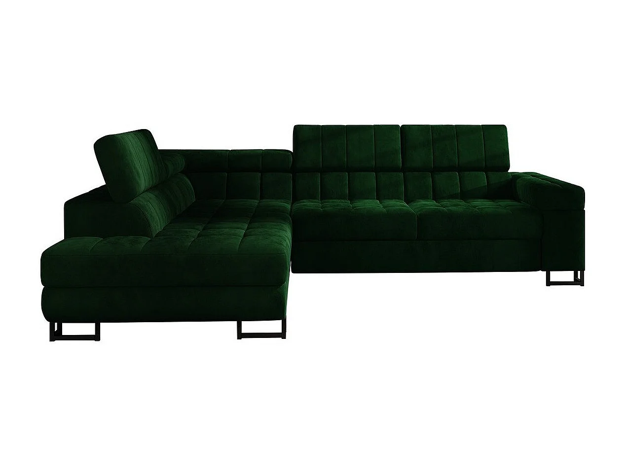 Sofá rinconero Comfivo 232, Verde, Función de descanso, Almacenaje, 271x203x71cm