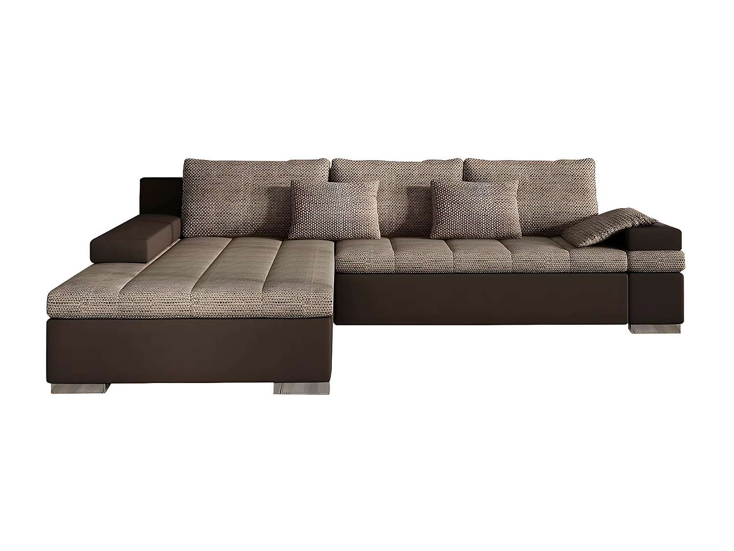 Sofá rinconero Comfivo 113, Marrón, Función de descanso, Almacenaje, 310x175x83cm