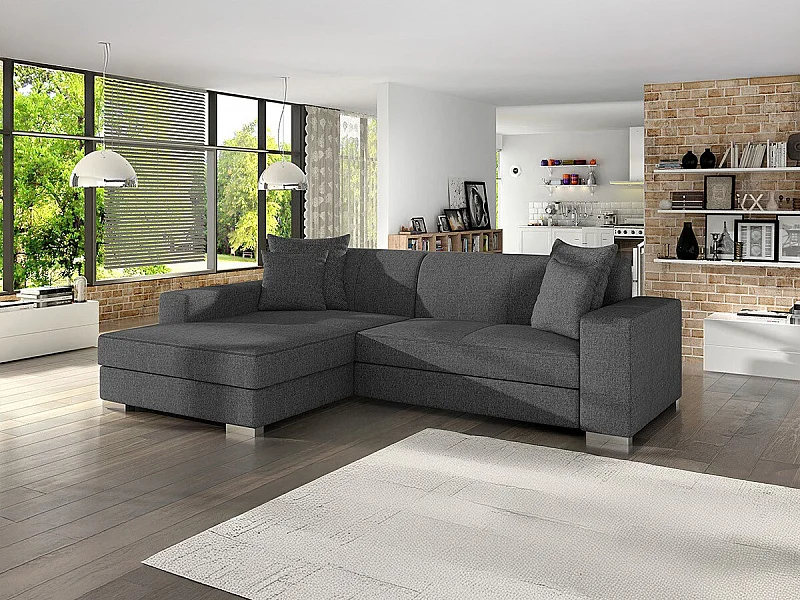 Canapé d'angle Kingsport 106, Gris, Disponible, 262x178x75cm
