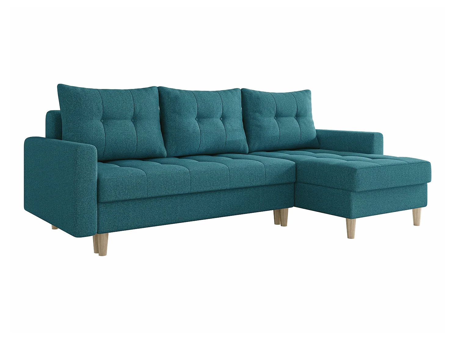 Canapé d'angle convertible 3 places en tissu turquoise BOULDER