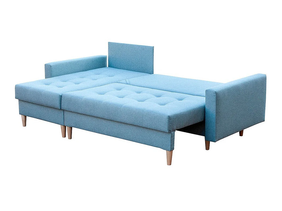 Canapé d'angle convertible 3 places en tissu turquoise BOULDER