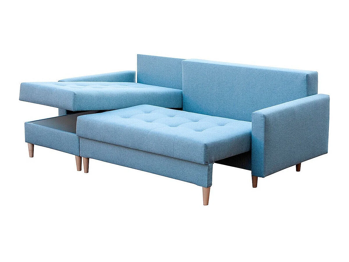Canapé d'angle convertible 3 places en tissu turquoise BOULDER