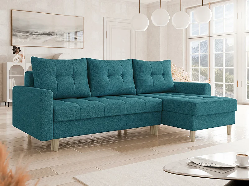 Canapé d'angle Boulder 100, Turquoise, Disponible, 222x140x90cm