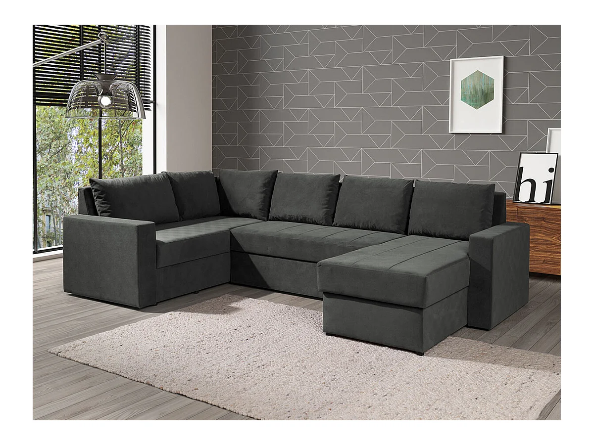 Canapé d'angle Providence 144, Gris, Fonction de couchage, Boîte de literie, 300x188x89cm