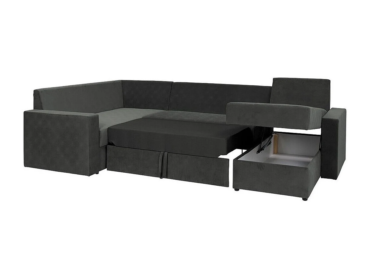 Sofá rinconero Providence 144, Gris, Función de descanso, Almacenaje, 300x188x89cm