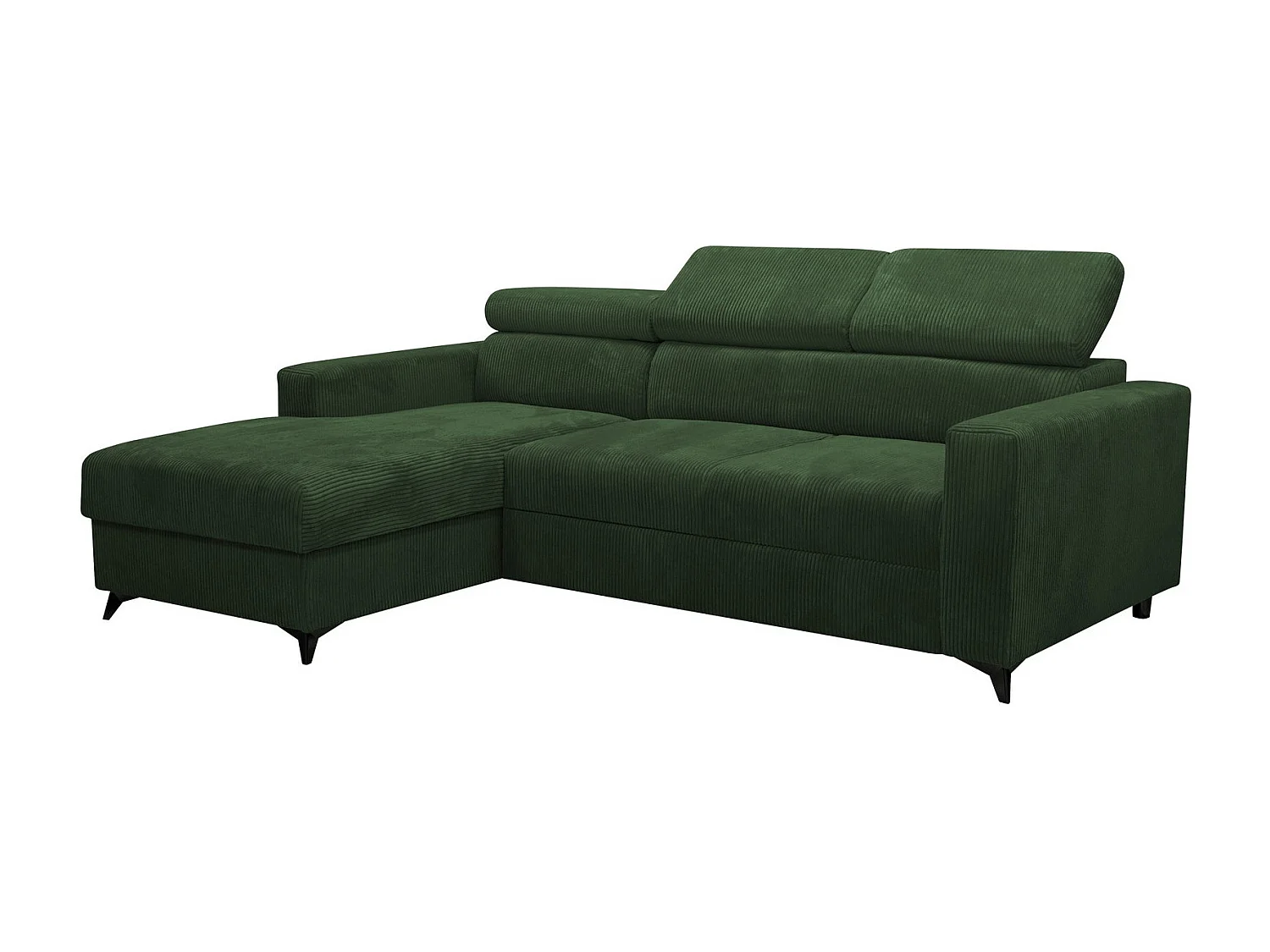 Sofá rinconero Columbus 191, Verde, Función de descanso, Almacenaje, 236x172x82cm