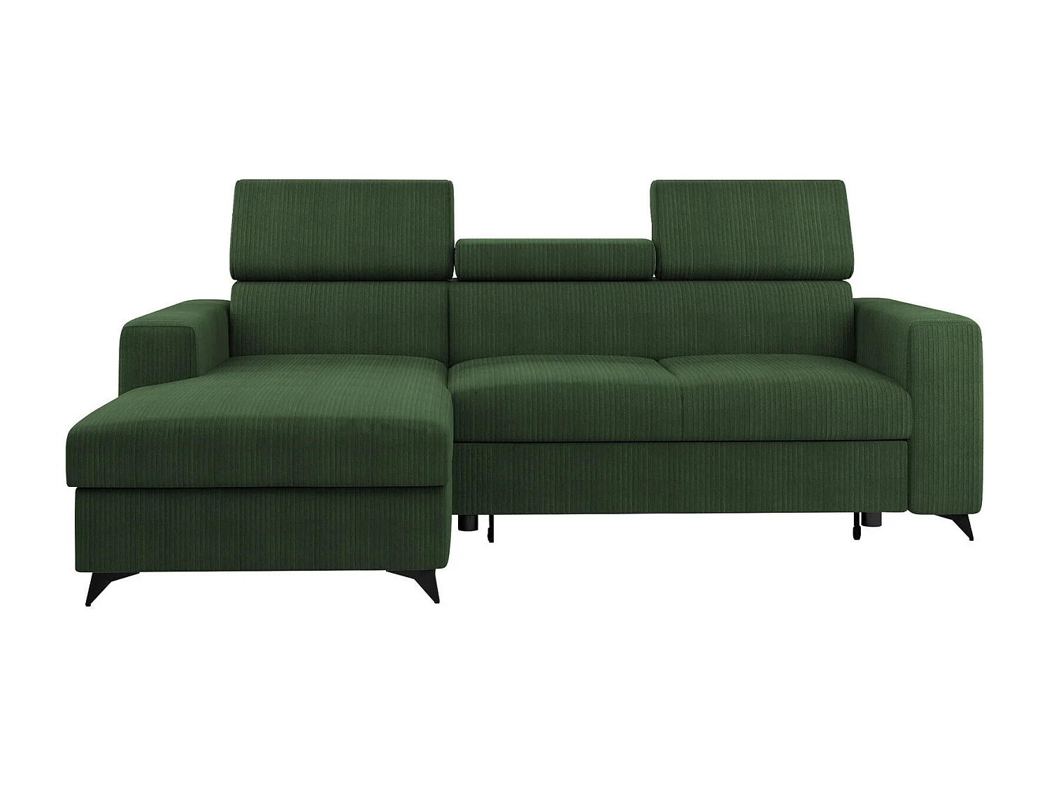 Sofá rinconero Columbus 191, Verde, Función de descanso, Almacenaje, 236x172x82cm