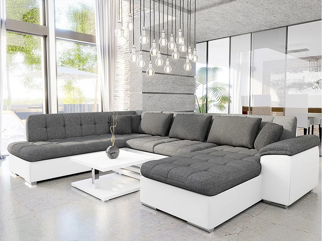 Sofá rinconero Comfivo 140, Gris, Función de descanso, 348x205x76cm