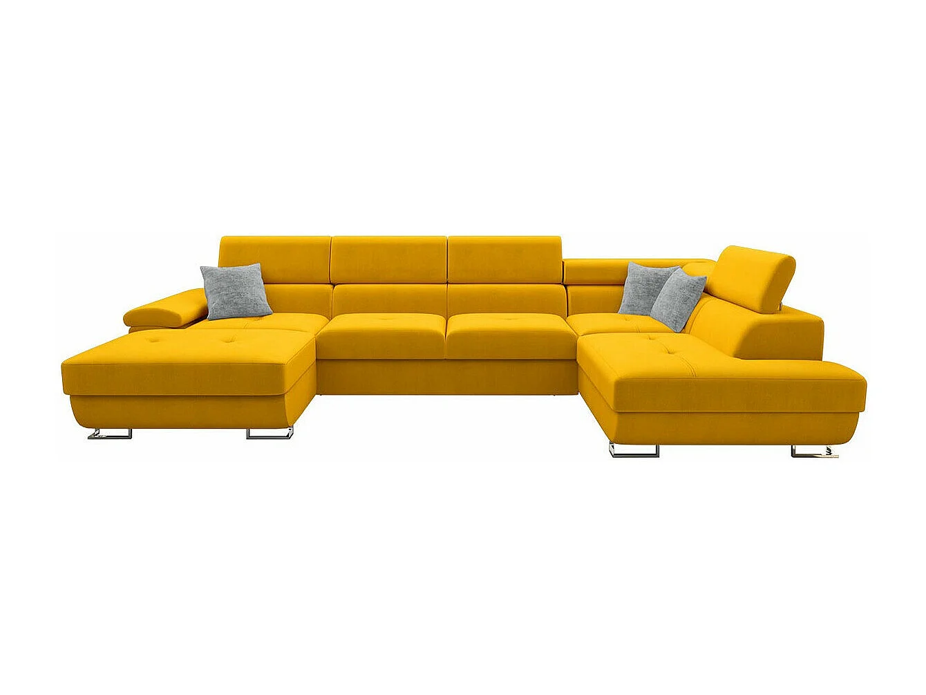 Canapé d'angle Comfivo 249, Jaune, Fonction de couchage, Boîte de literie, 345x202x71cm
