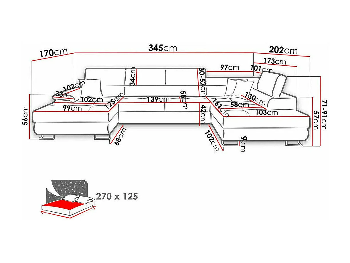 Canapé d'angle Comfivo 249, Jaune, Disponible, 345x202x71cm