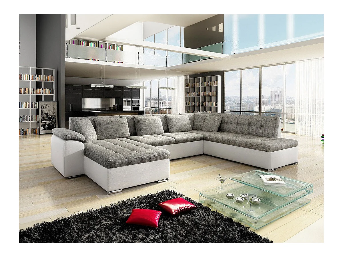 Canapé d'angle Comfivo 114, Brun clair, Fonction de couchage, Boîte de literie, 348x205cm