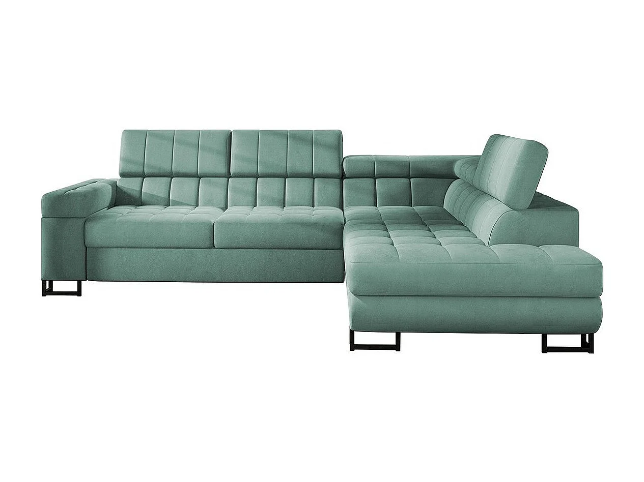 Sofá rinconero Comfivo 232, Turquesa, Función de descanso, Almacenaje, 271x203x71cm