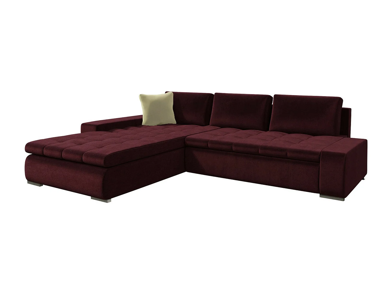 Canapé d'angle Comfivo 147, Rouge, Fonction de couchage, Boîte de literie, 302x213x80cm