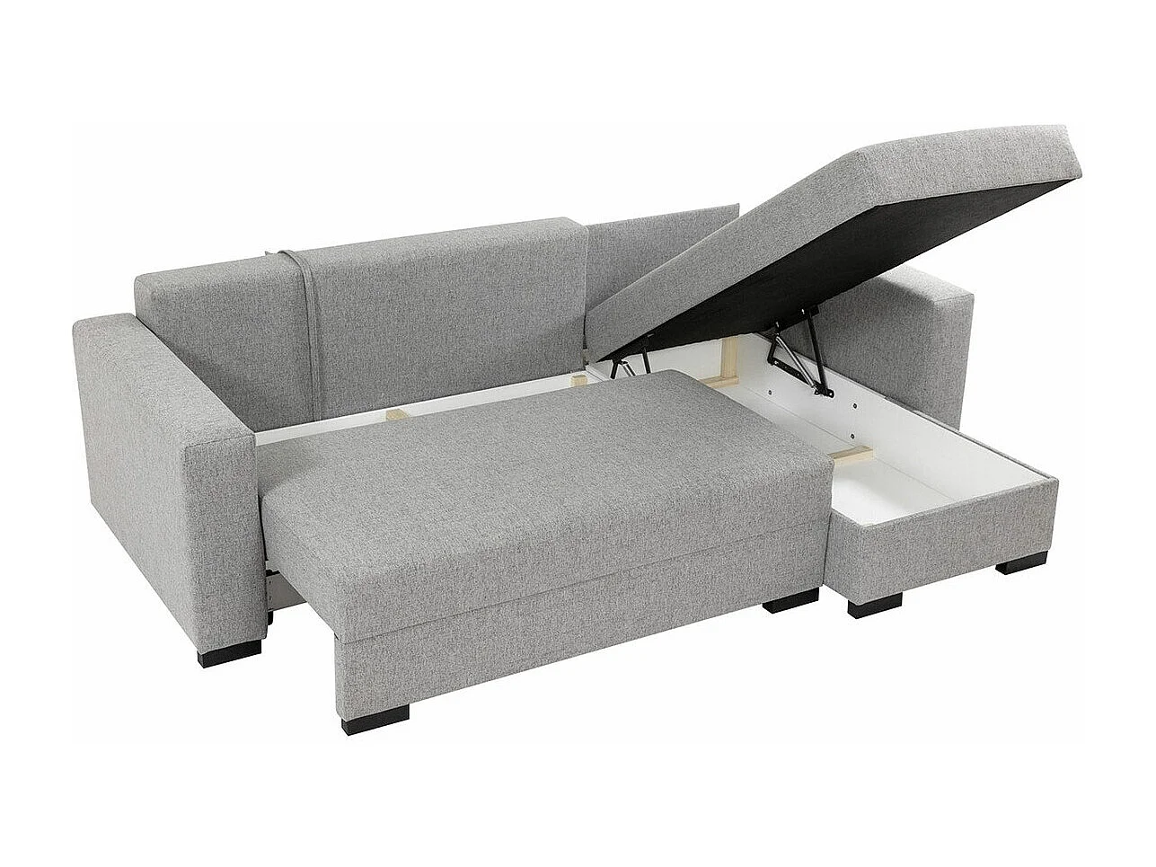 Canapé d'angle Columbus 187, Gris, Fonction de couchage, Boîte de literie, 242x155x88cm