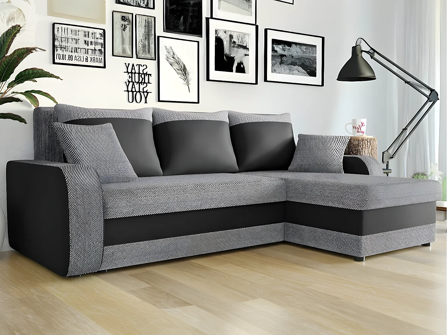 Sofá de canto Comfivo 135, Cinzento, Funcionalidade de dormir