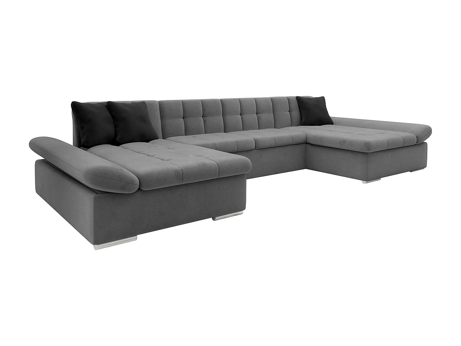 Sofá rinconero Comfivo 155, Gris, Función de descanso, Almacenaje, 360x160x75cm