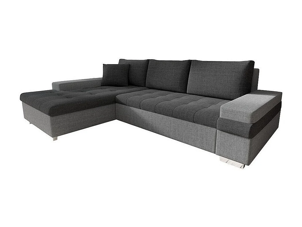 Canapé d'angle Comfivo 121, Gris, Fonction de couchage, Boîte de literie, 274x182x83cm