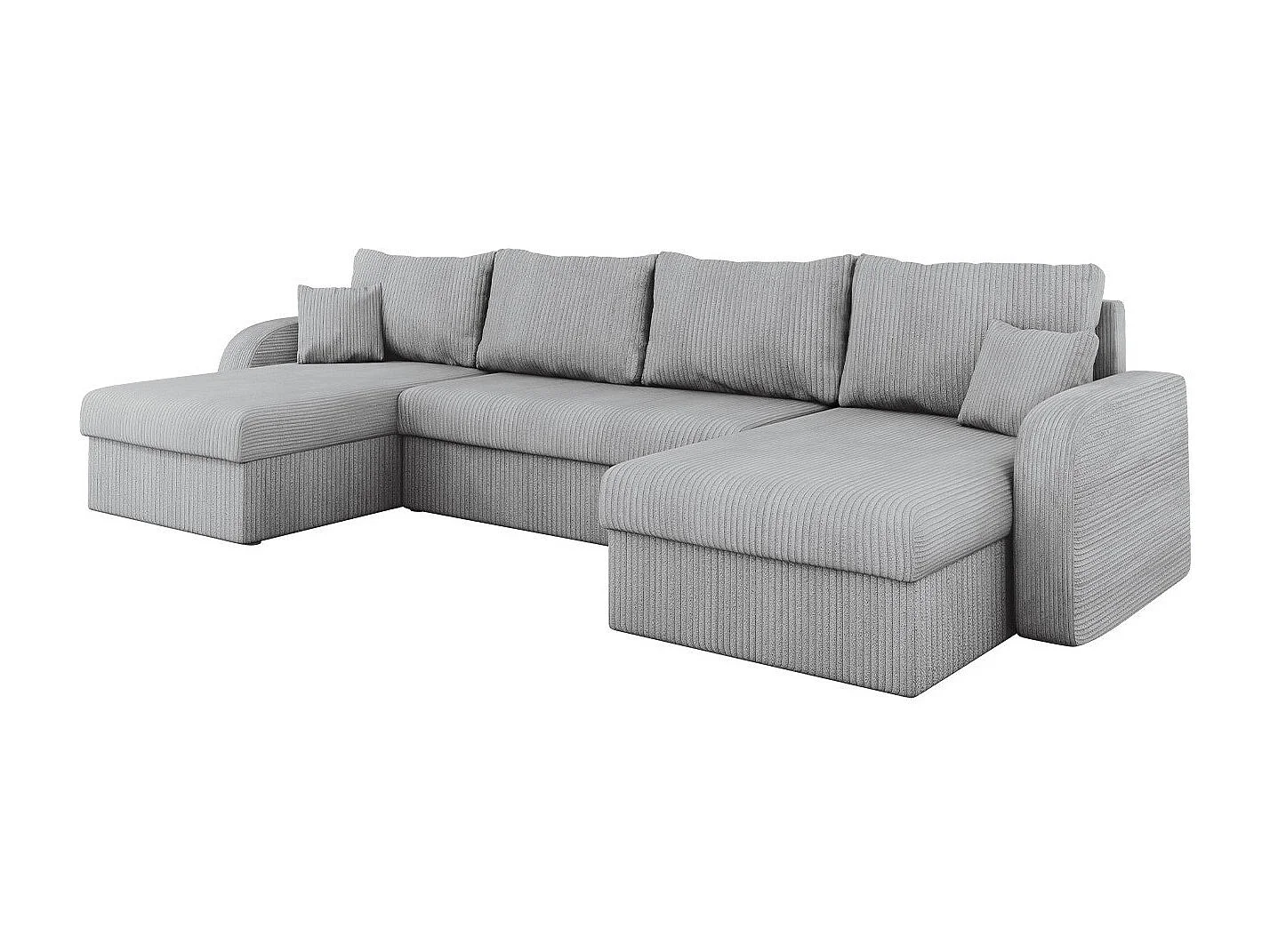 Canapé d'angle Comfivo 233, Gris, Fonction de couchage, Boîte de literie, 304x140x80cm