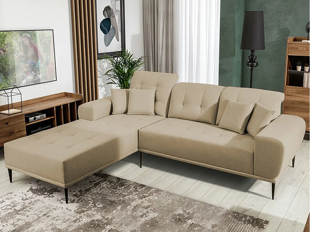 Sofá de canto Providence 153, Castanho claro, Funcionalidade de dormir