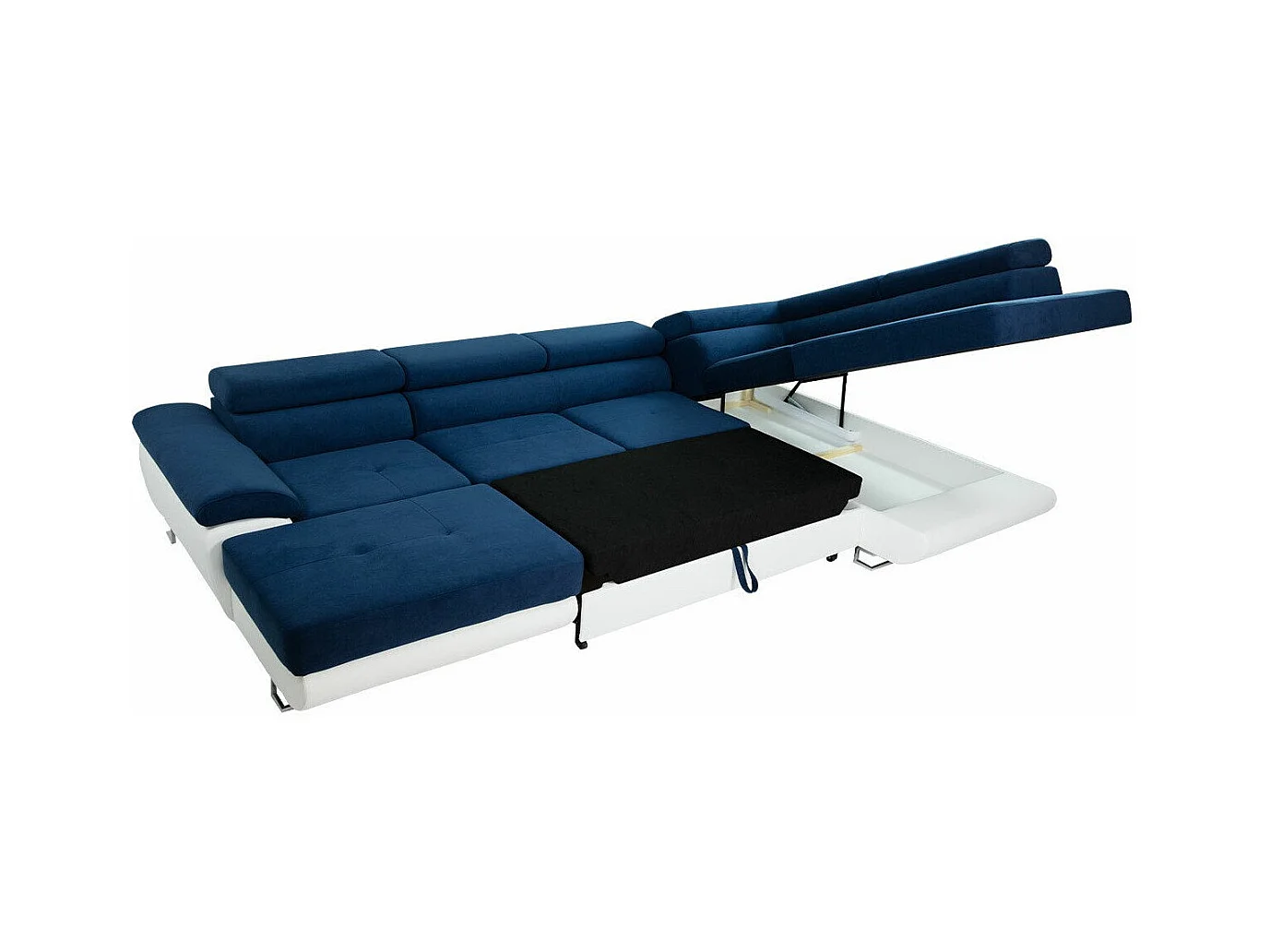 Sofá rinconero Comfivo 190, Gris, Función de descanso, Almacenaje, 345x202x71cm