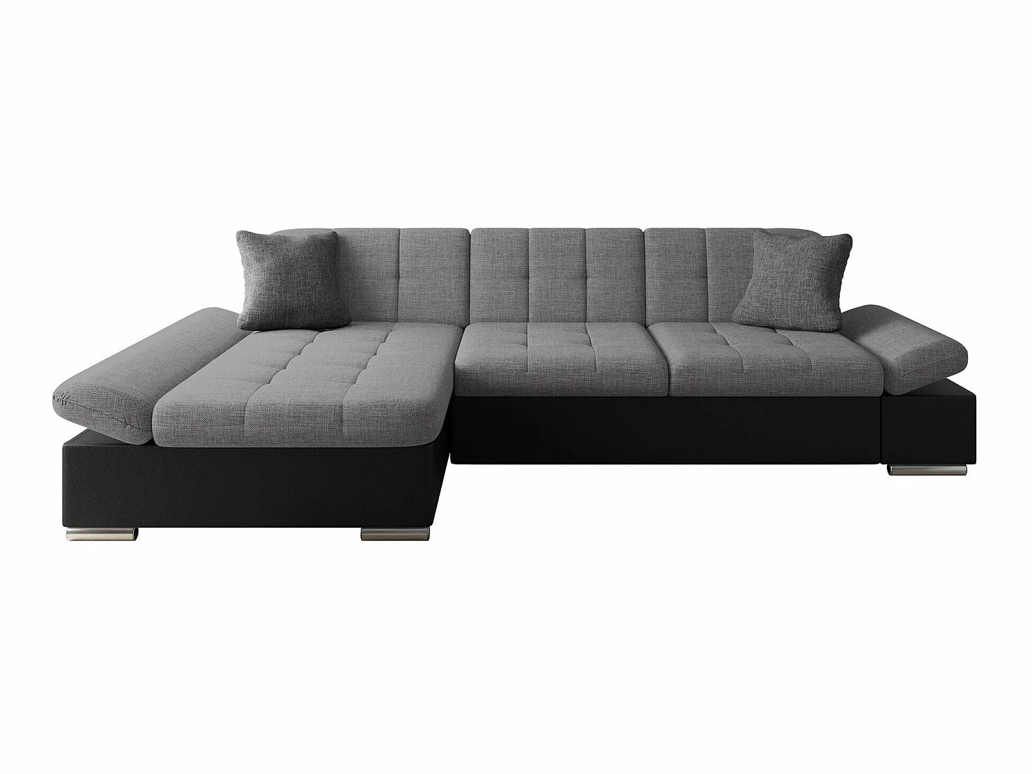 Sofá rinconero Comfivo Serenitas, Gris claro, Función de descanso