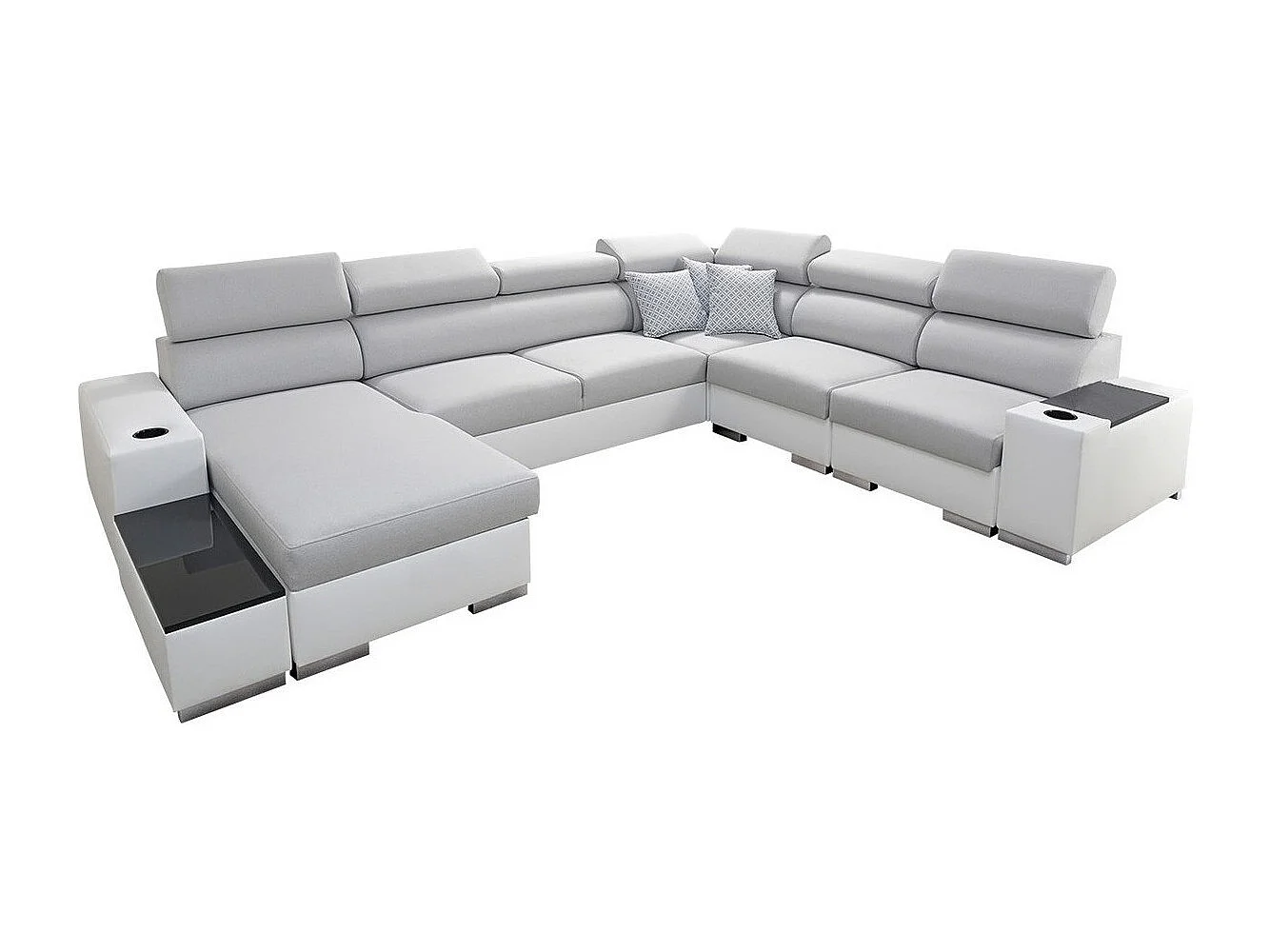 Divano angolare Pearland 105, Grigio, Con, 358x282x80cm