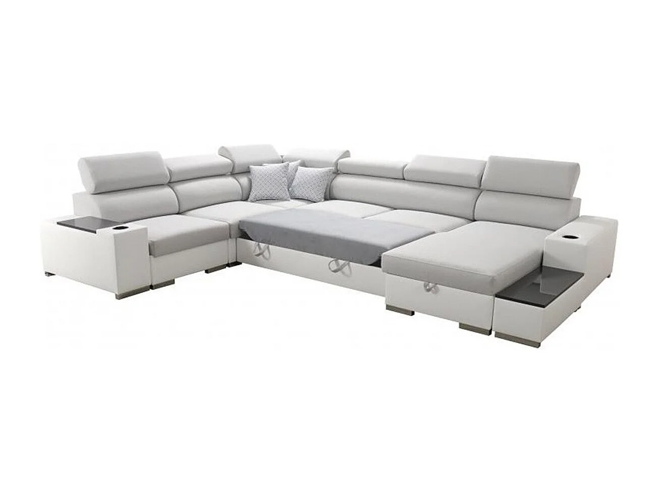 Divano angolare Pearland 105, Grigio, Con, 358x282x80cm