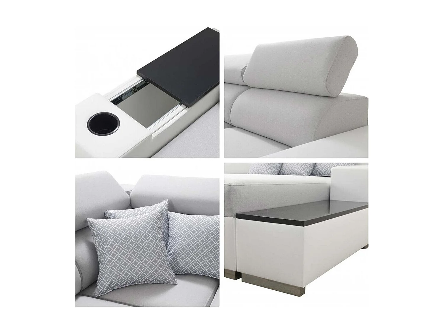 Divano angolare Pearland 105, Grigio, Con, 358x282x80cm