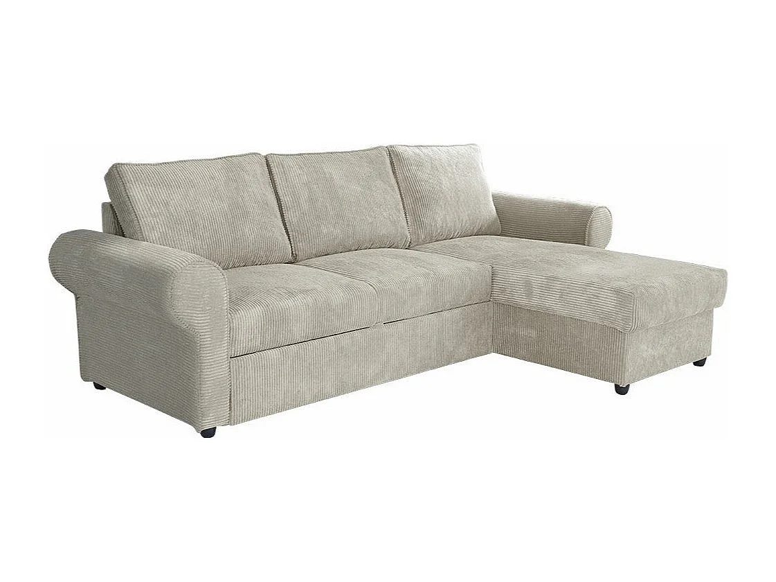 Sofá rinconero Columbus 131, De color marrón claro, Función de descanso, Almacenaje, 90cm