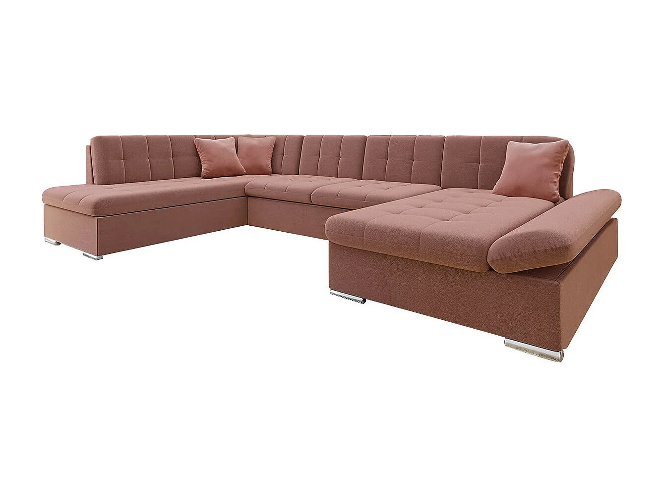 Sofá rinconero Comfivo Tilia II, Rosa, Función de descanso, Almacenaje, 345x205x76cm