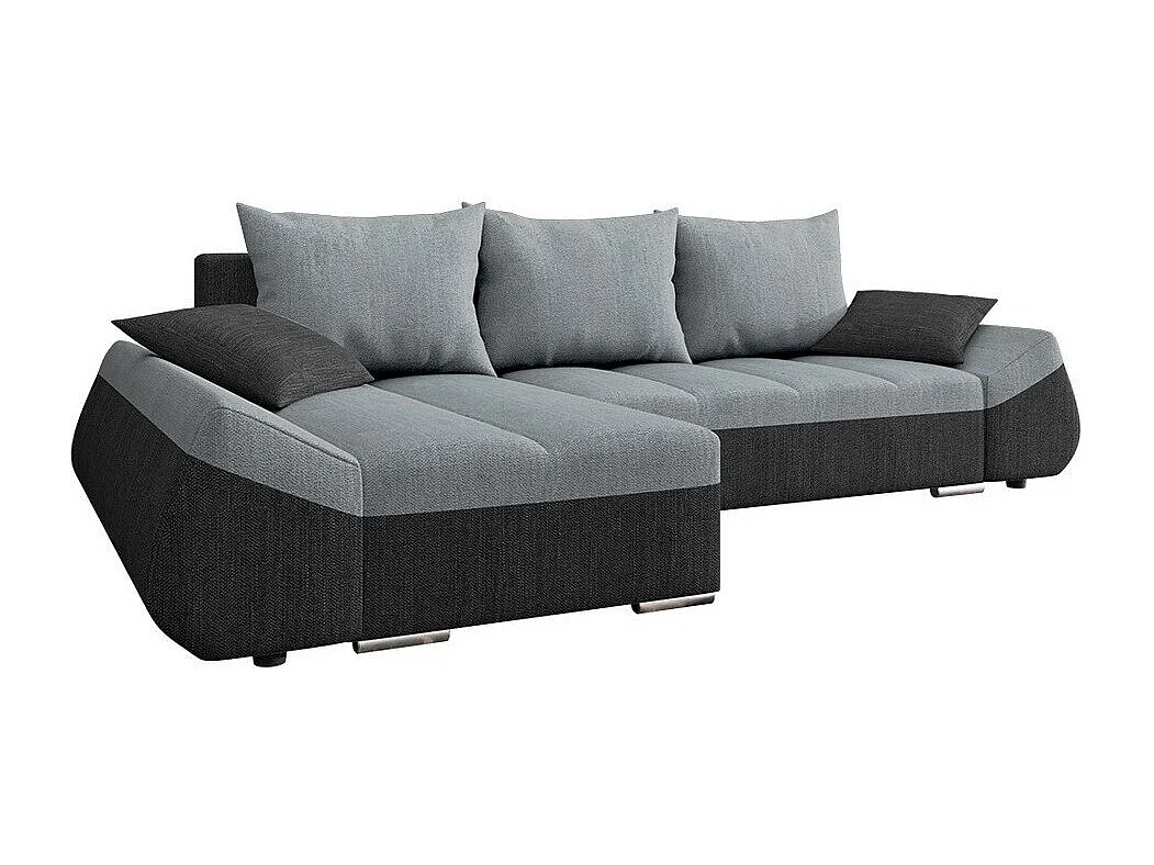 Canapé d'angle Memphis 111, Gris, Fonction de couchage, Boîte de literie, 276x131x79cm
