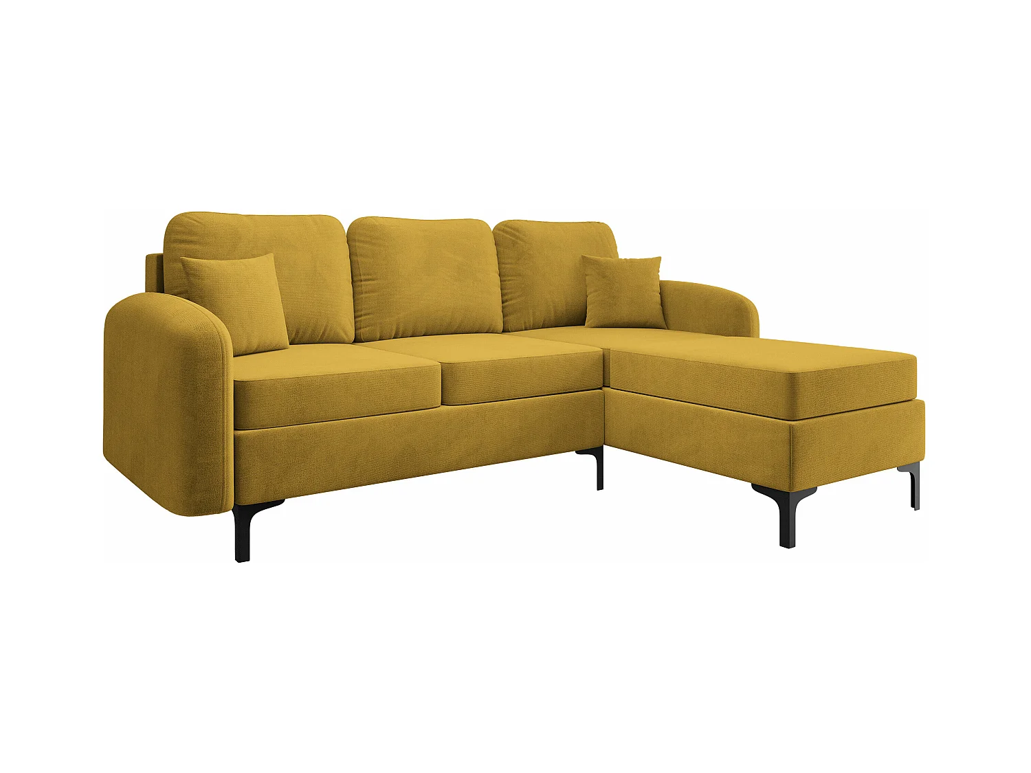 Sofá de canto Torlua 103, Amarelo, Funcionalidade de dormir