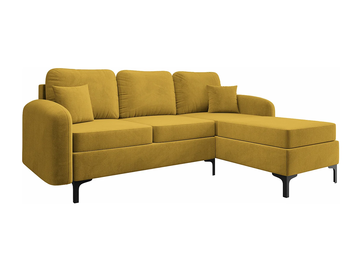 Sofá rinconero Torlua 103, Amarillo, Función de descanso, Almacenaje, 225x172x96cm