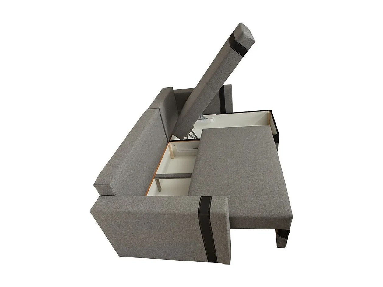 Canapé d'angle Edinburg 101, Gris, Fonction de couchage, Boîte de literie, 235x155x82cm