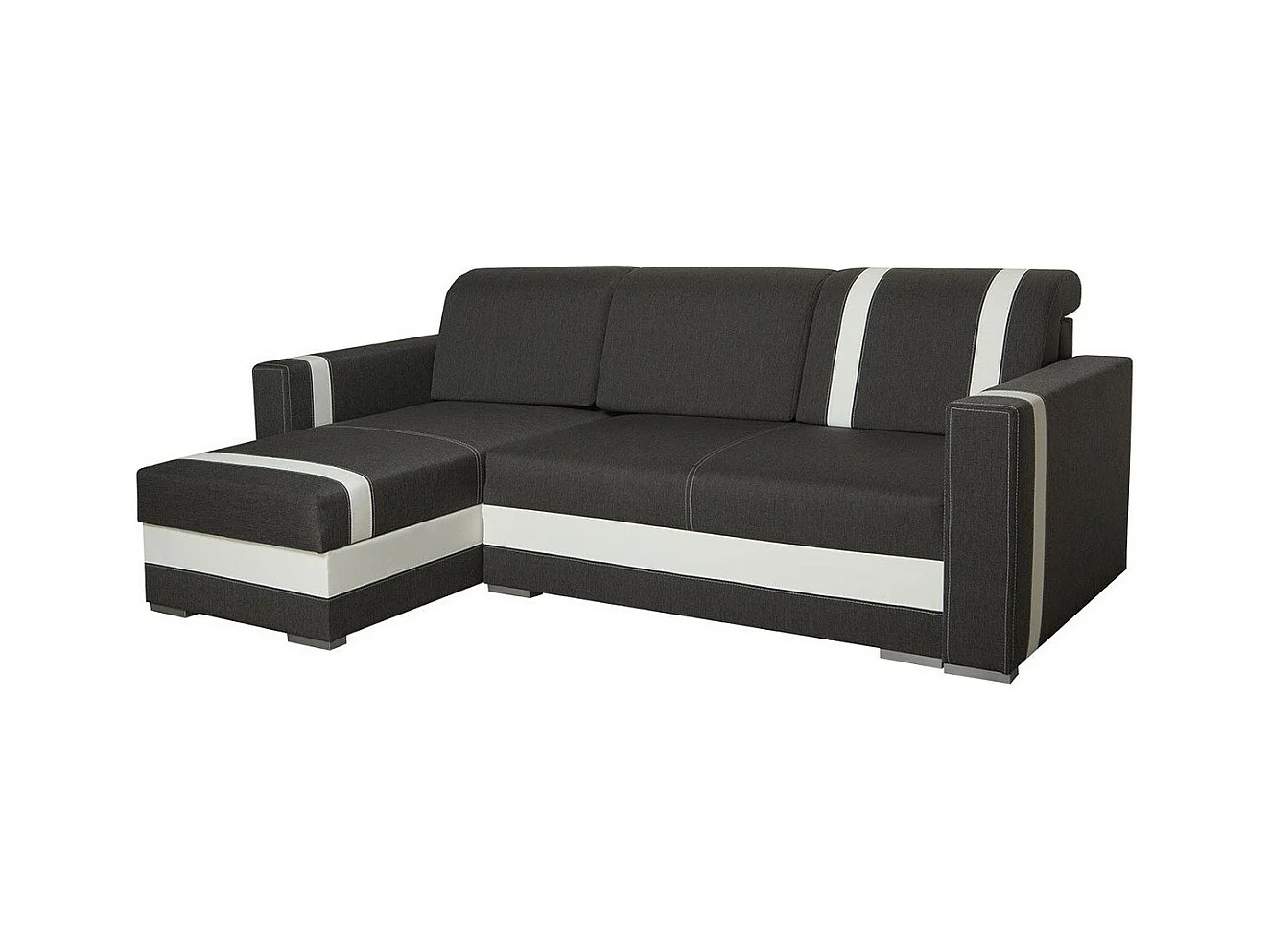 Canapé d'angle Edinburg 101, Gris, Fonction de couchage, Boîte de literie, 235x155x82cm