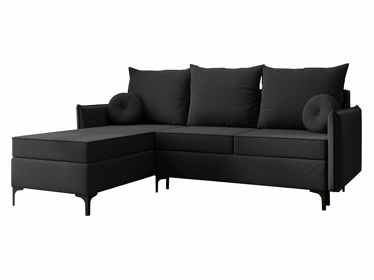 Sofá rinconero Clovis 112, Negro, Función de descanso, Almacenaje